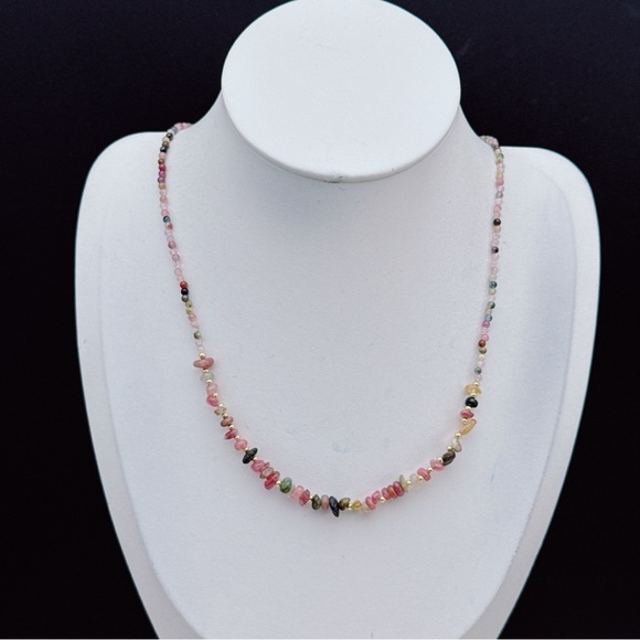 GB68 Handmade Rainbow Tourmaline Triple Layer Bracelet Necklace 2in1 - Picture 8 of 11